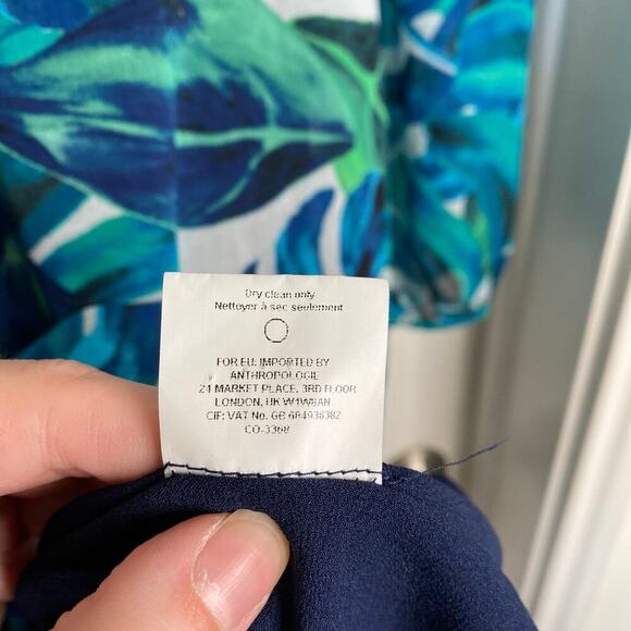 ANTHROPOLOGIE Chloe Oliver Parterre Swing Dress Blue Green Size XS Tropical - Picture 9 of 9